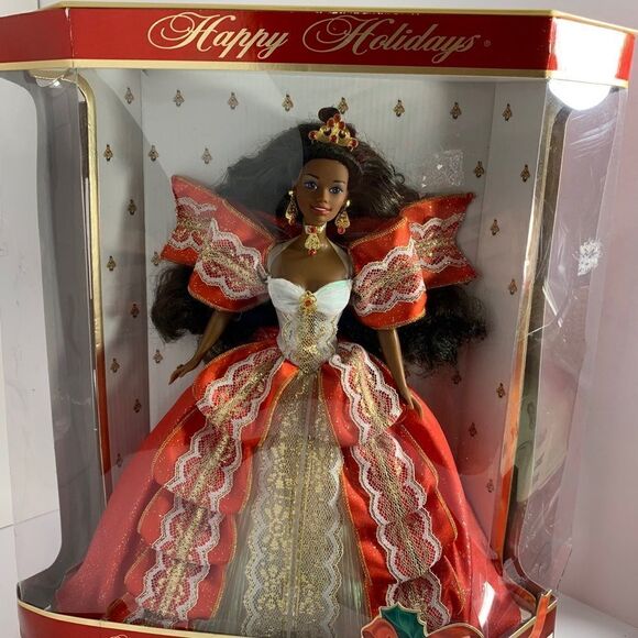 Happy Holidays Barbie Special Edition Wrapped In Red Ribbons Delicate Lace - Picture 6 of 14